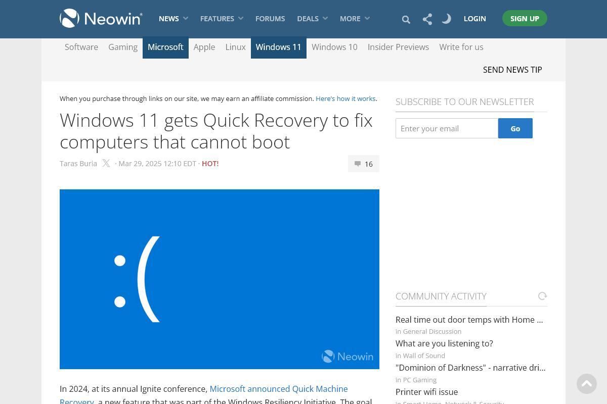 Windows 11 gets Quick Recovery to fix computers that cannot boot - Neowin