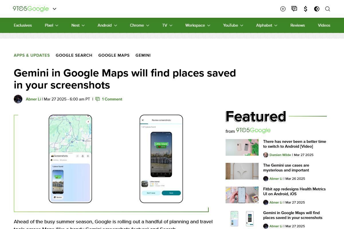 Gemini in Google Maps will find places saved in your screenshots