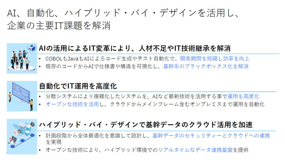 IBMではAI、自動化、ハイブリッド・バイ・デザインで企業の課題に対応するという