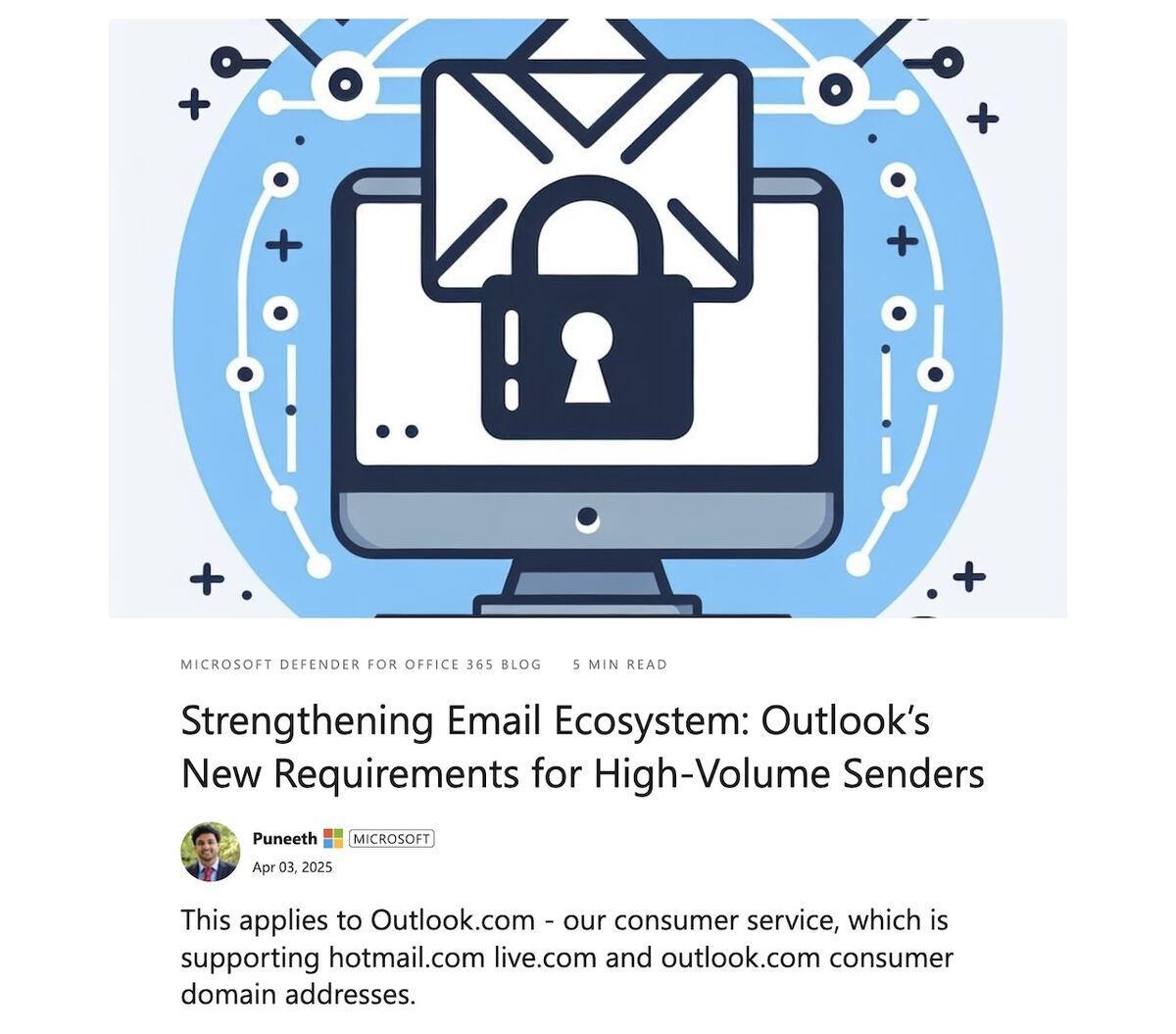 Strengthening Email Ecosystem: Outlook’s New Requirements for High‐Volume Senders｜Microsoft Community Hub