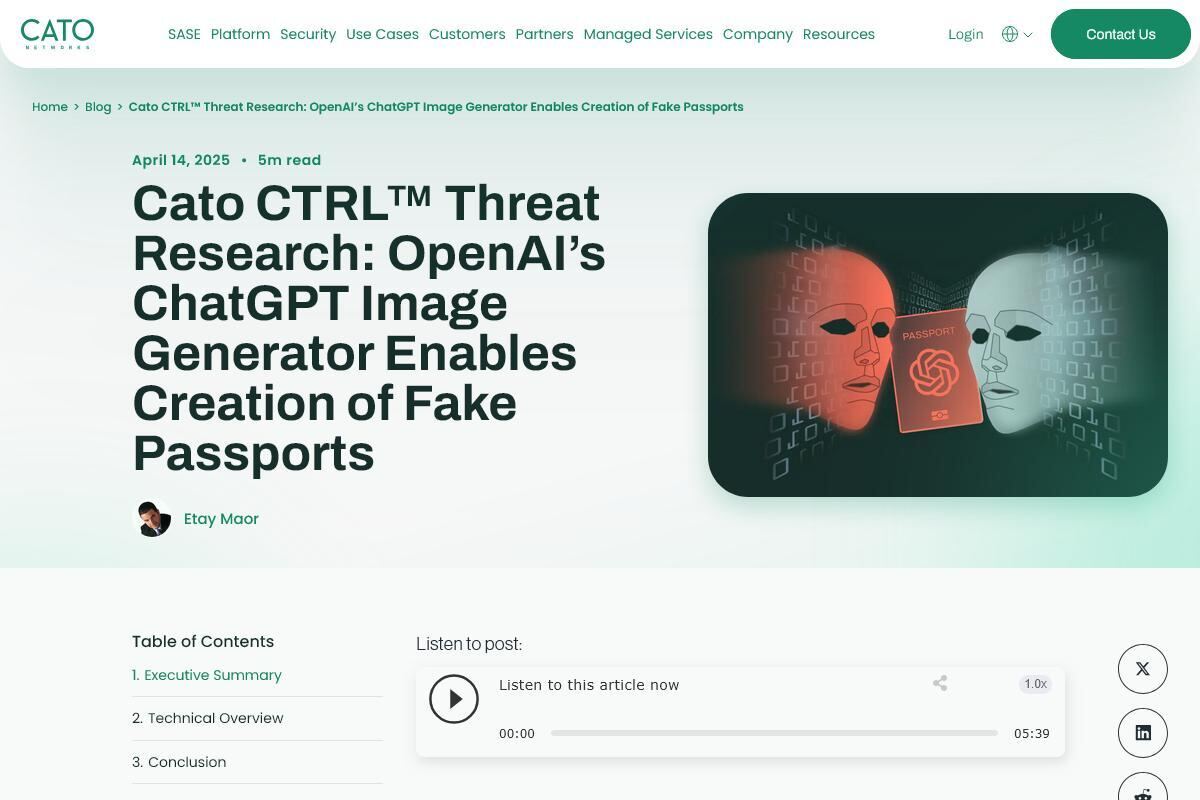 OpenAI’s ChatGPT Image Generator Enables Creation of Fake Passports｜Cato Networks