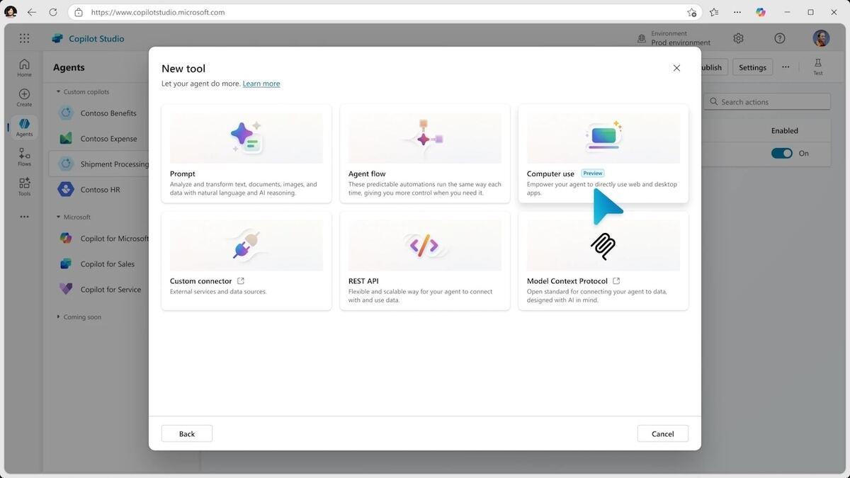 Copilot Studioの新機能「Computer use」　出典:Microsoft