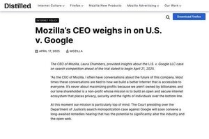 Mozilla CEO、Google独禁法訴訟がWebブラウザ市場に与える影響指摘