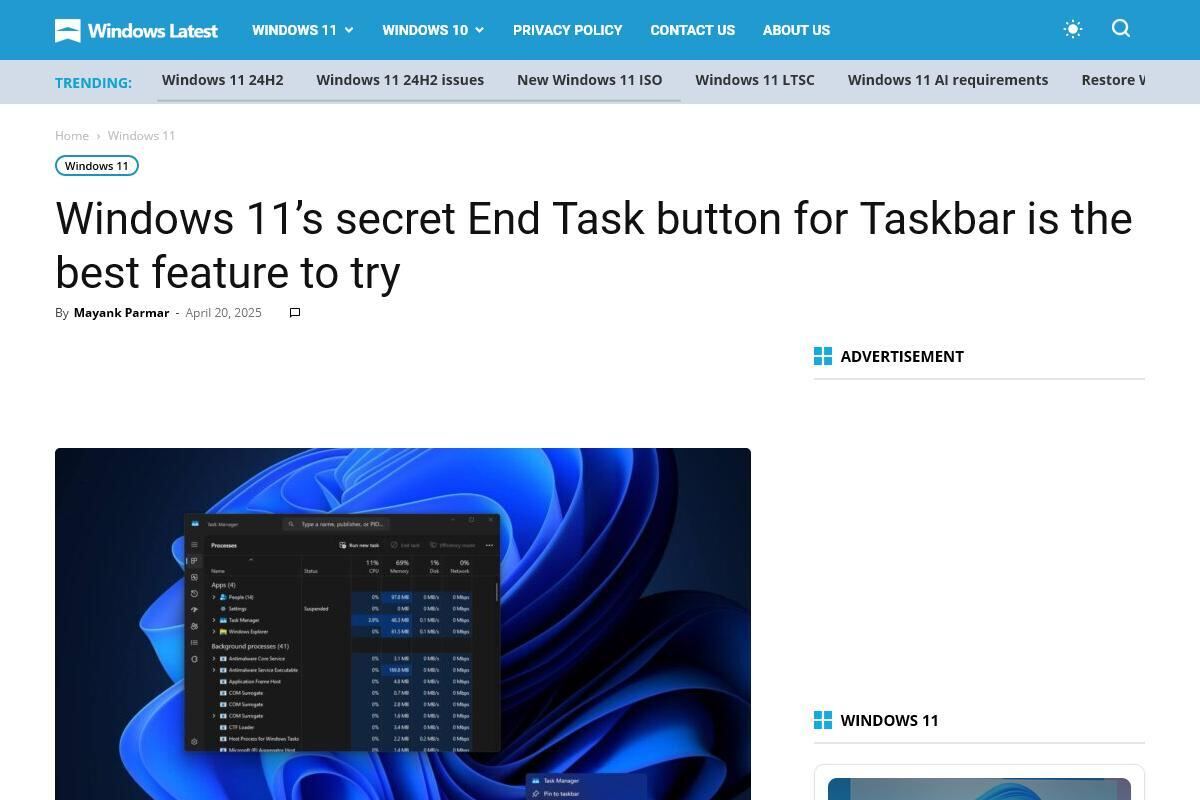 Windows 11's secret End Task button for Taskbar is the best feature to try