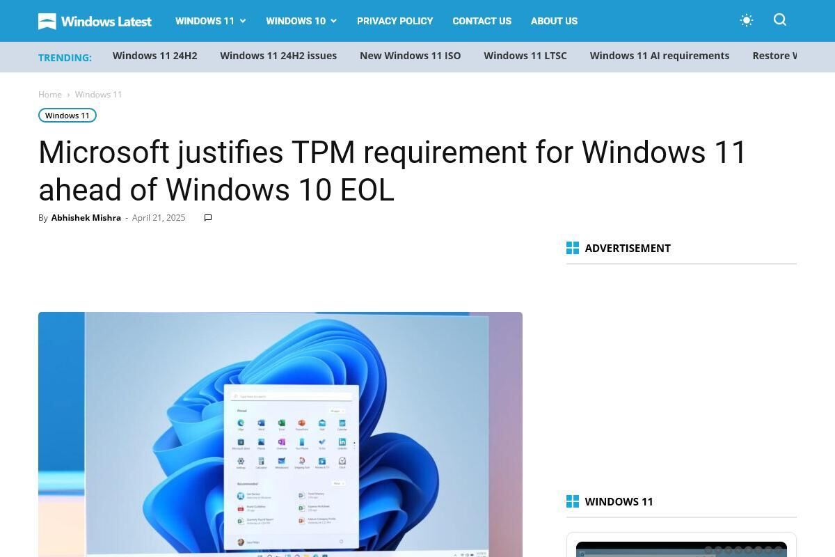 Microsoft justifies TPM requirement for Windows 11 ahead of Windows 10 EOL