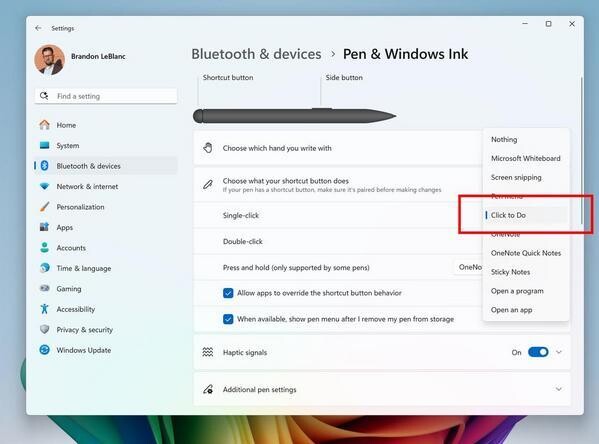 ペンからClick to Doを起動するショートカットを追加 - 引用：Microsoft