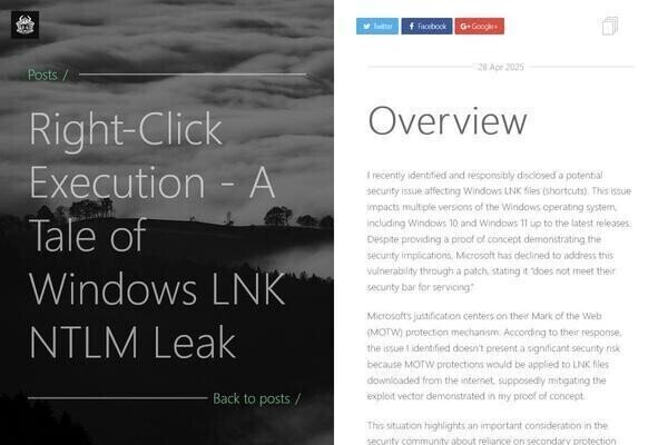 Windows LNKファイルの右クリックに脆弱性か、Microsoftは安全性主張
