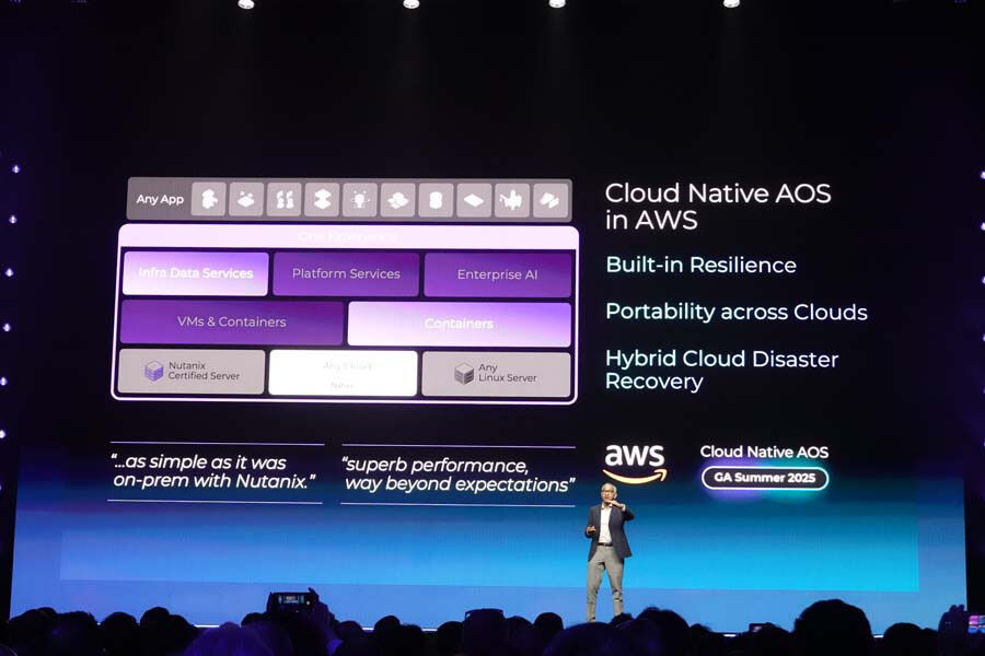 「Cloud Native AOS」を発表するラマスワミ氏