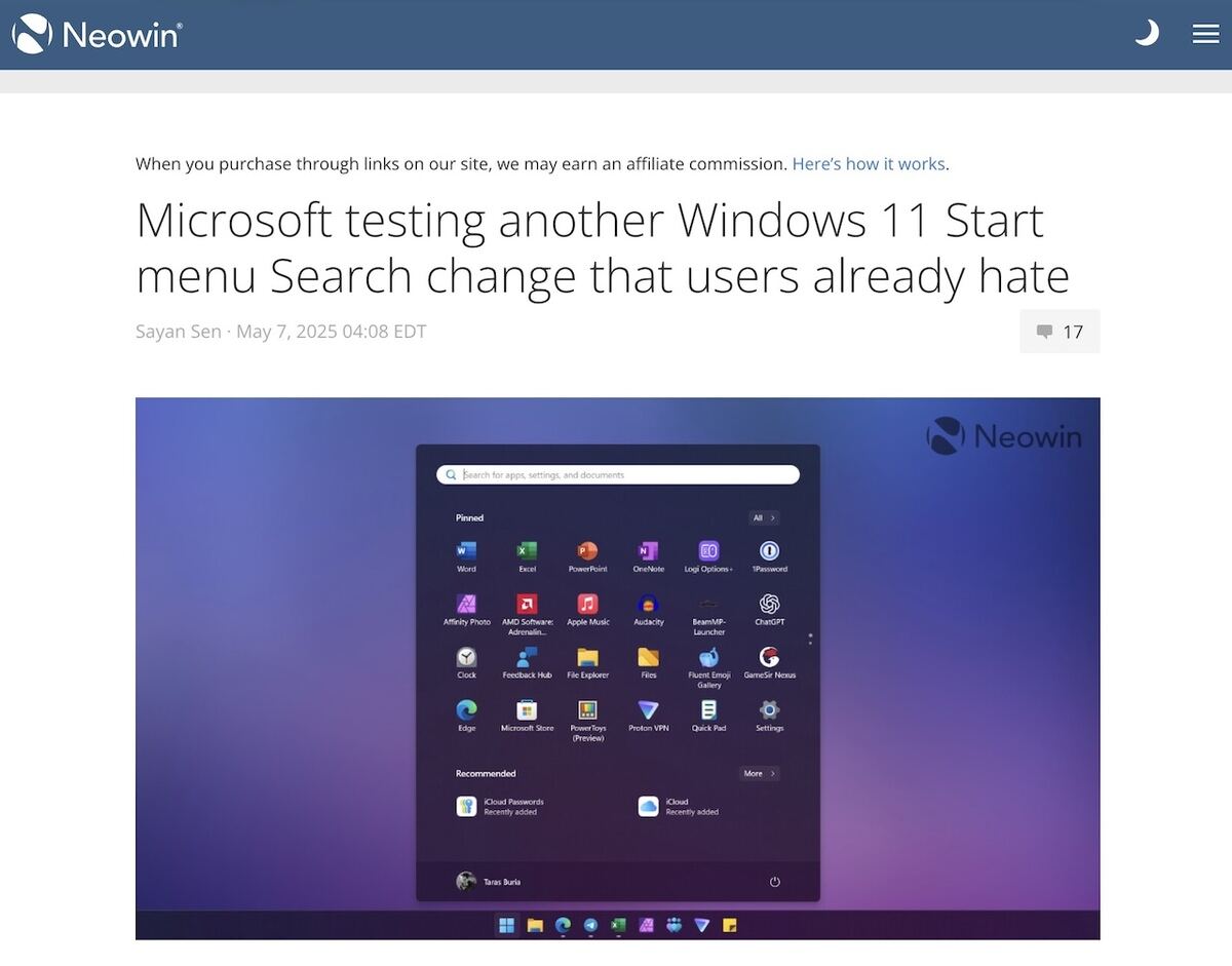 Microsoft testing another Windows 11 Start menu Search change that users already hate - Neowin