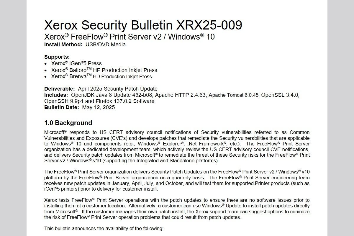 Xerox Security Bulletin XRX25-009