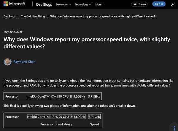 なぜWindowsの設定アプリにはCPU速度が2つ表示されるのか？