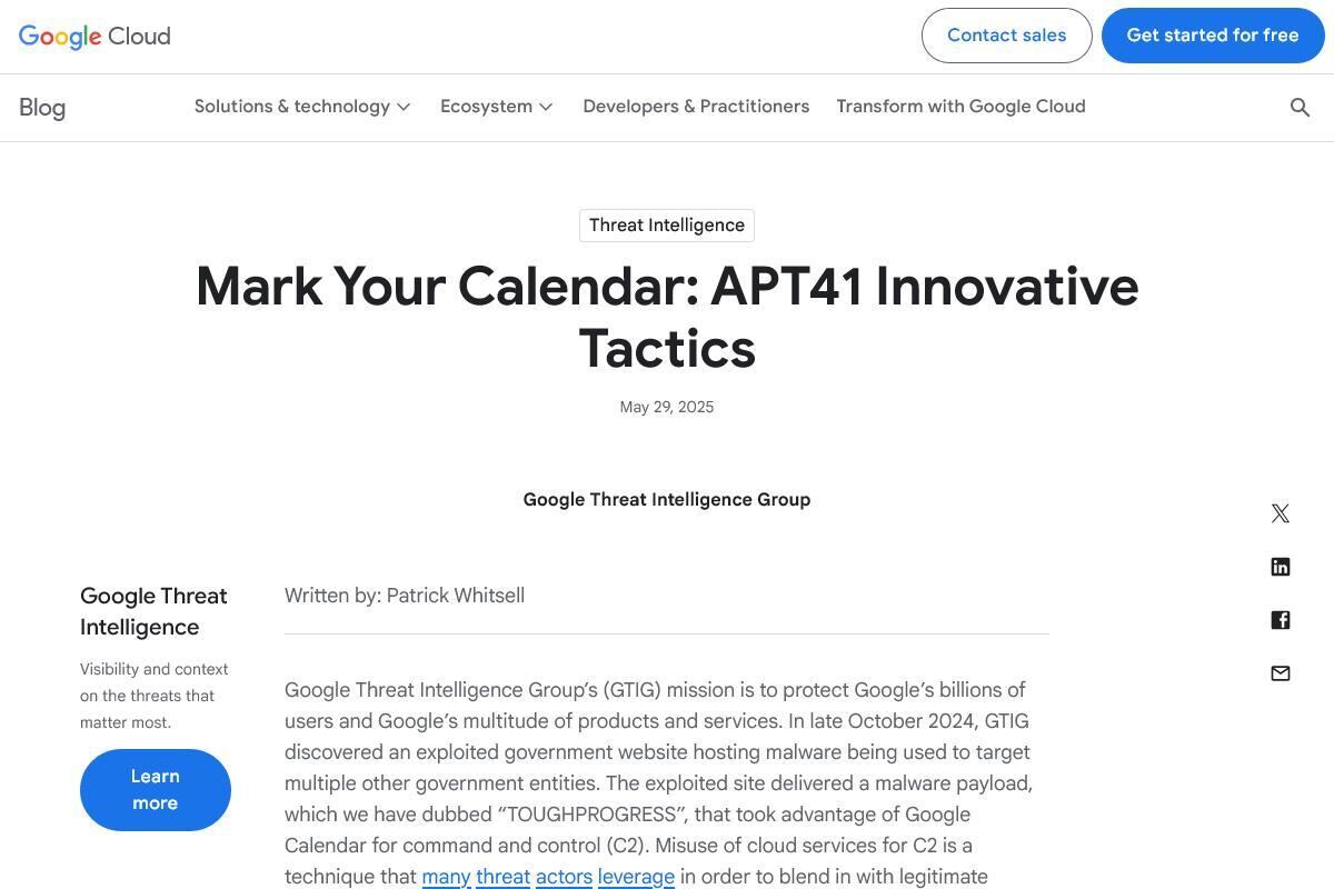 Mark Your Calendar: APT41 Innovative Tactics｜Google Cloud Blog