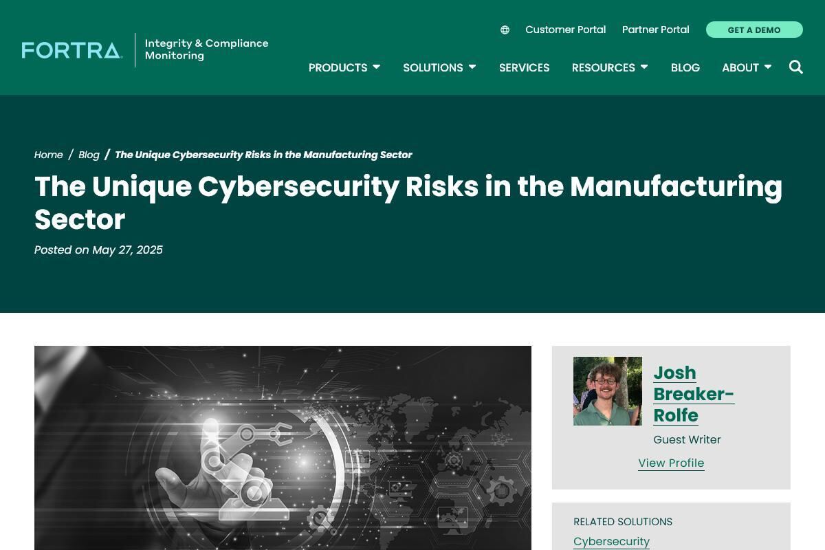 The Unique Cybersecurity Risks in the Manufacturing Sector｜Tripwire