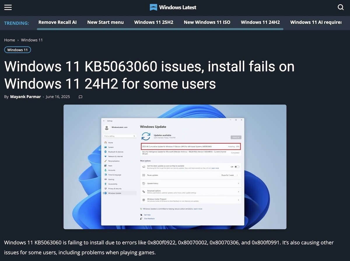 Windows 11 22H2向け累積更新プログラム「KB5023706」不具合情報