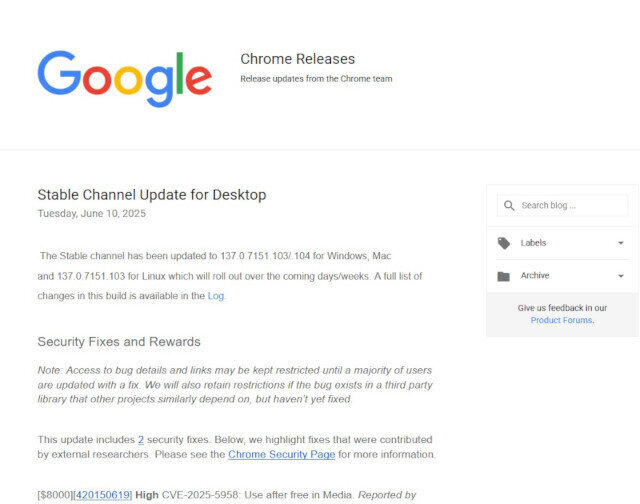 Google Chromeの解放済みメモリ使用やStreamline NX V3 PC Clientに関する脆弱性など - JPCERT/CCレポート