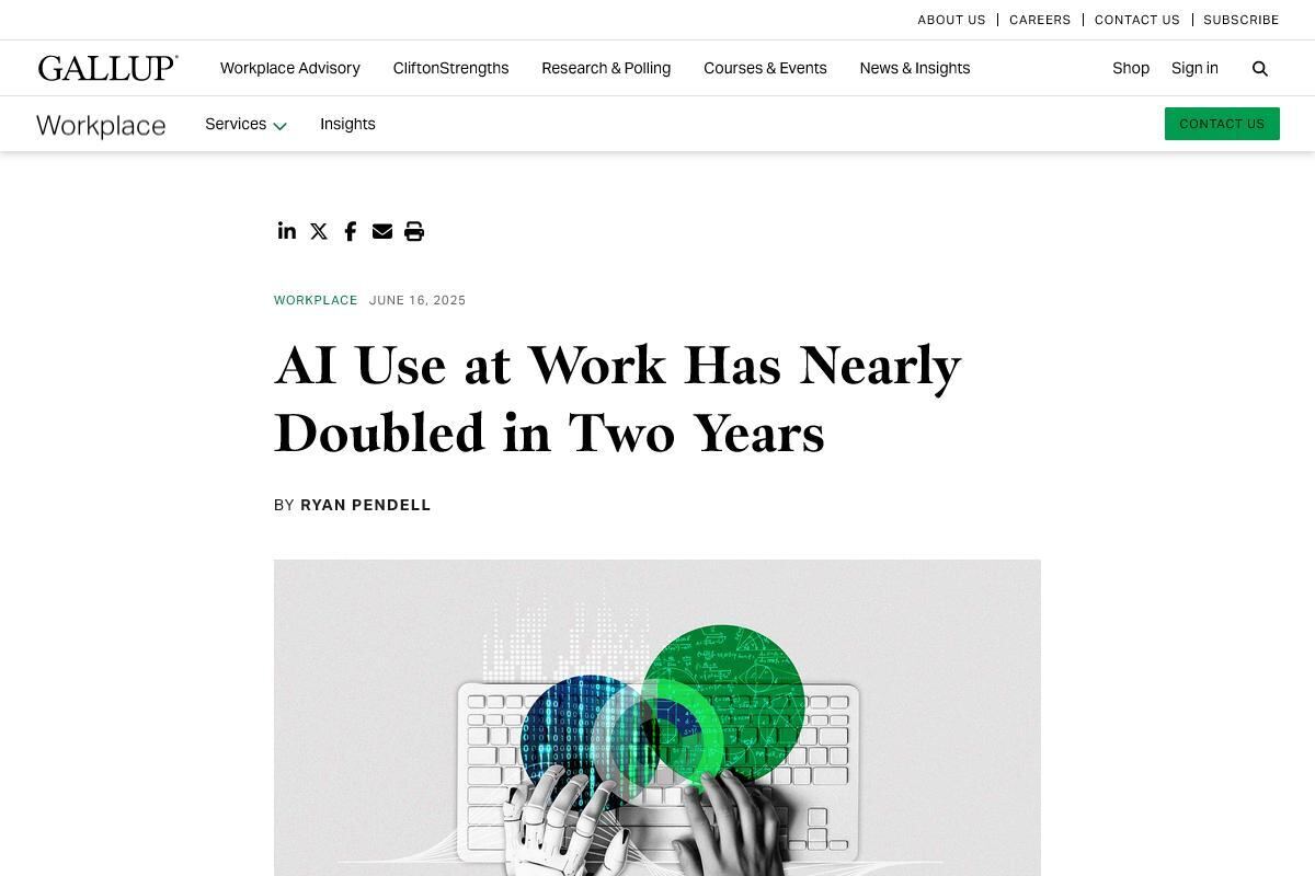AI Use at Work Has Nearly Doubled in Two Years