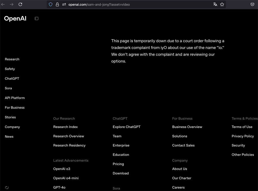 OpenAIのWebサイト
