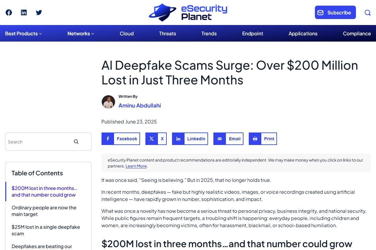 AI Deepfake Scams Surge: Over $200 Million Lost