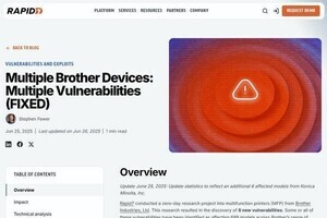 ブラザーやリコーのプリンタなど748製品に緊急脆弱性、アップデートを