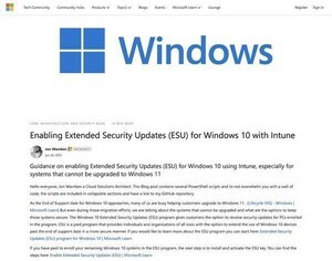 Microsoft、IntuneでWindows 10 ESUを有効化するガイド公開