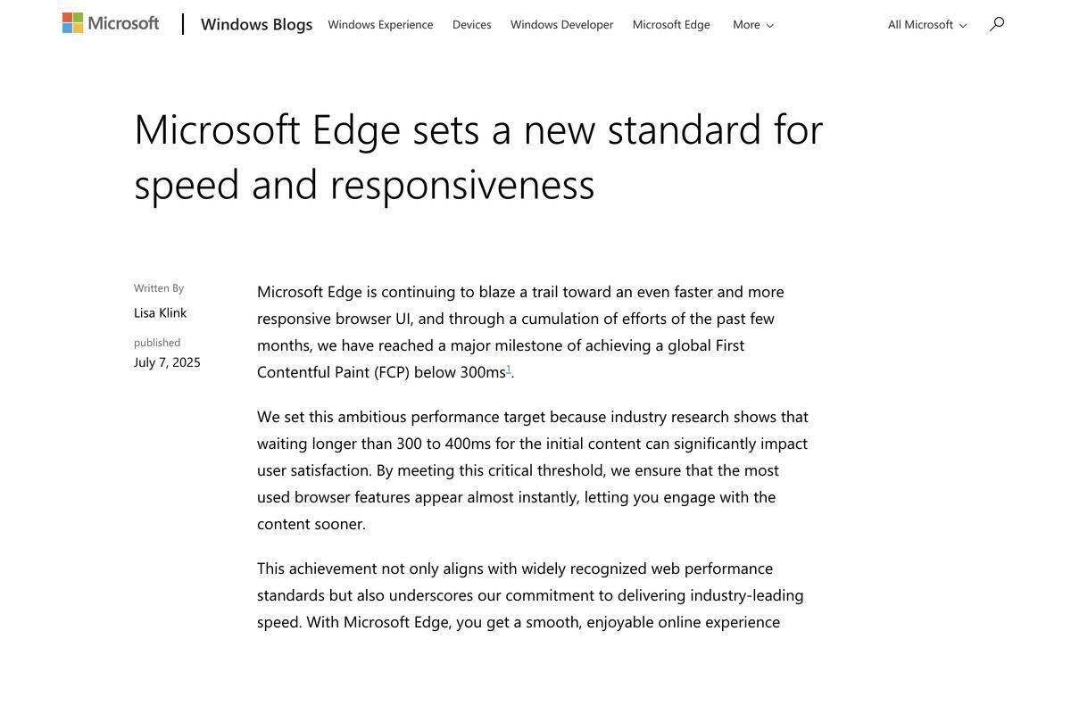Microsoft Edge sets a new standard for speed and responsiveness - Microsoft Edge Blog