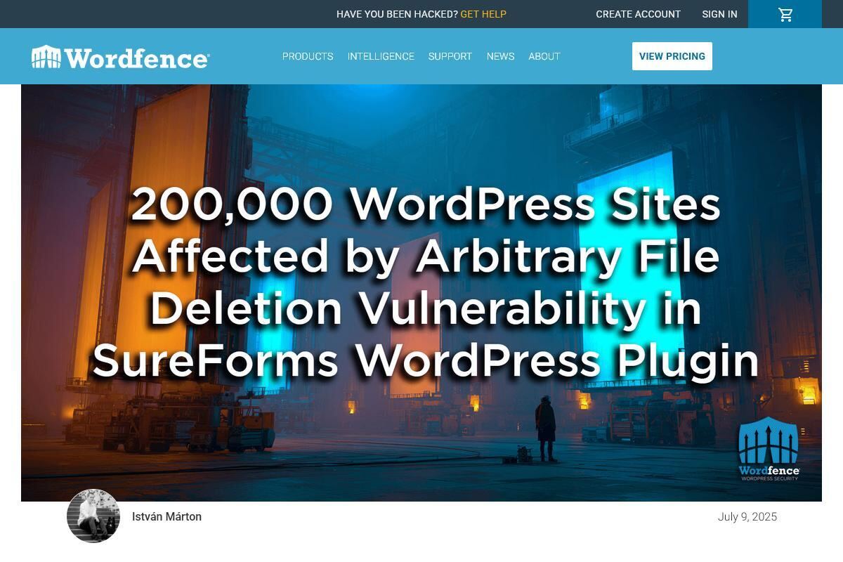 200、000 WordPress Sites Affected by Arbitrary File Deletion Vulnerability in SureForms WordPress Plugin