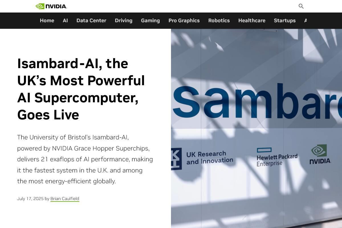 Isambard-AI、the UK’s Most Powerful AI Supercomputer、Goes Live｜NVIDIA Blog