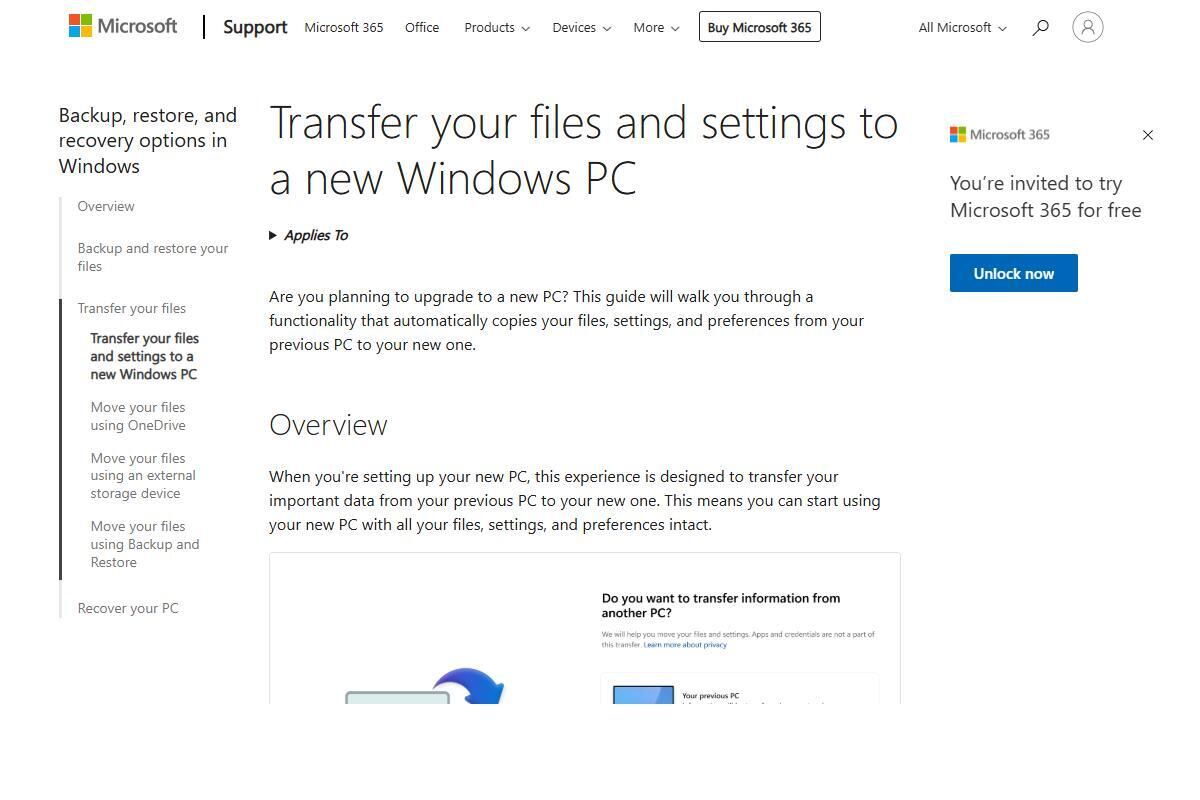 Transfer your files and settings to a new Windows PC - Microsoft Support