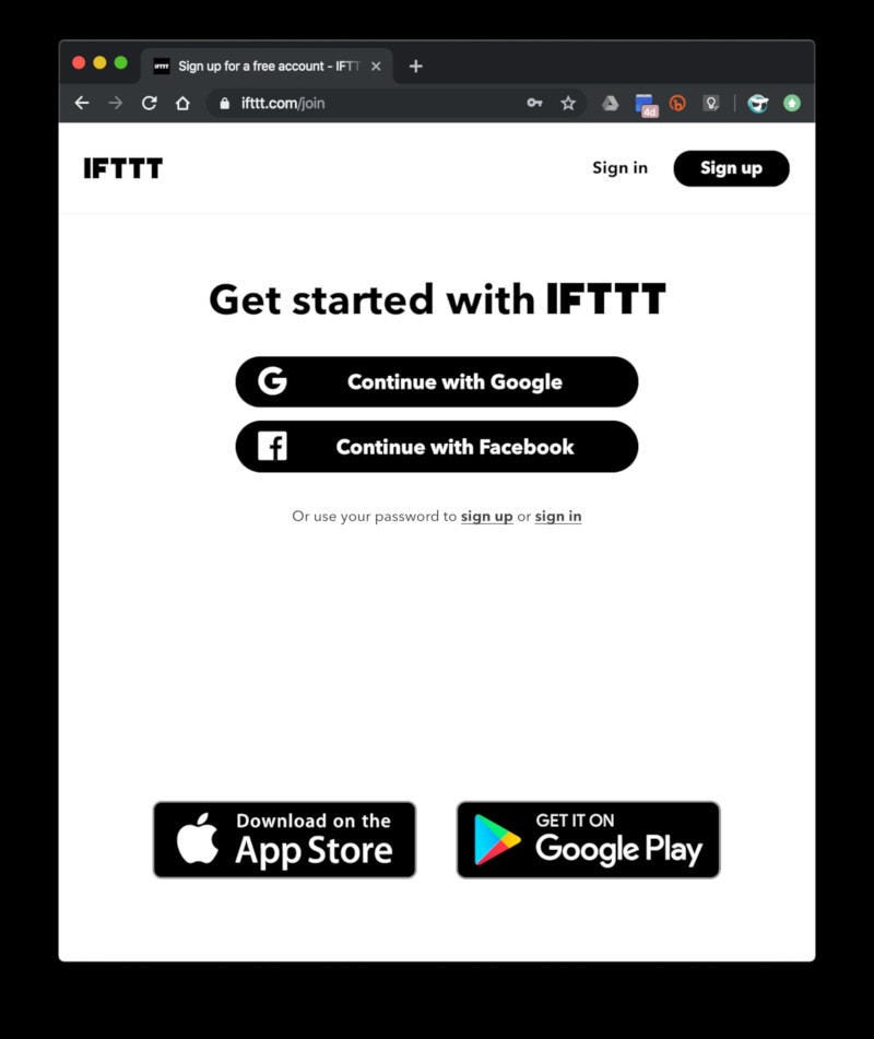 IFTTTにサインアップ