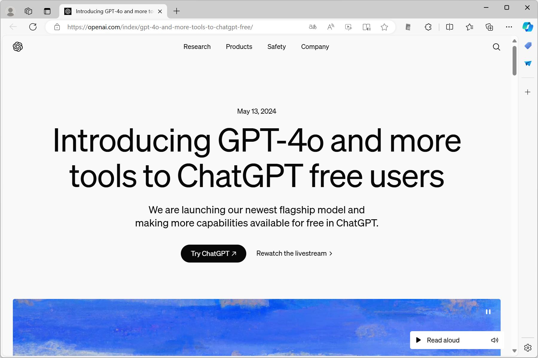 Introducing GPT-4o and more tools to ChatGPT free users｜OpenAI