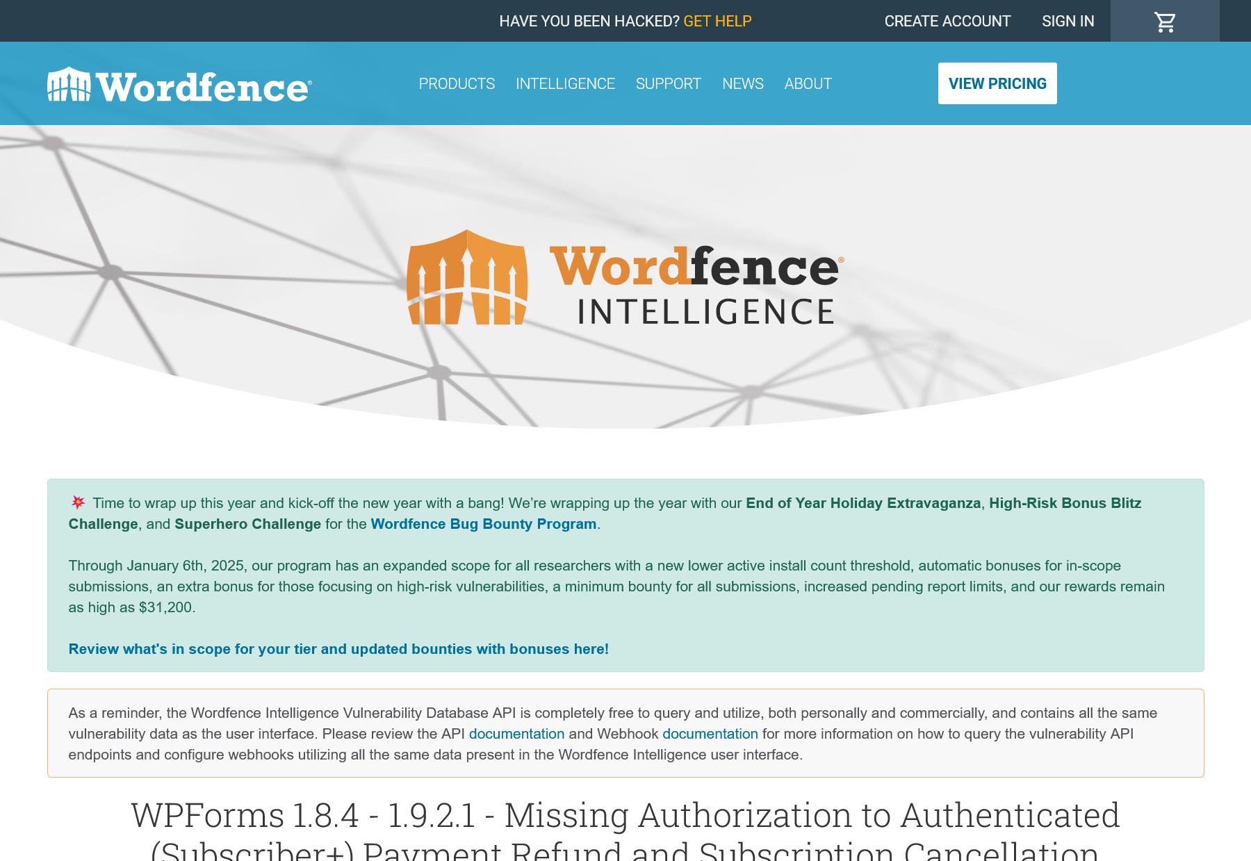 WPForms 1.8.4 - 1.9.2.1 - Missing Authorization to Authenticated (Subscriber+) Payment Refund and Subscription Cancellation