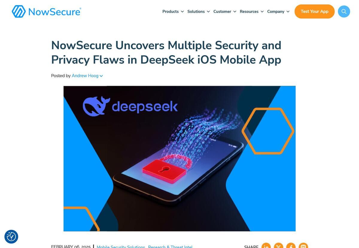 NowSecure Uncovers Multiple Security and Privacy Flaws in DeepSeek iOS Mobile App - NowSecure