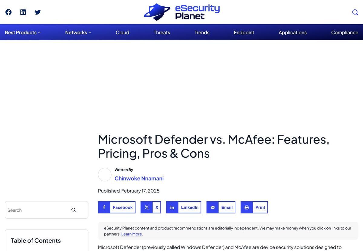 Microsoft Defender vs. McAfee: Features、Pricing、Pros & Cons