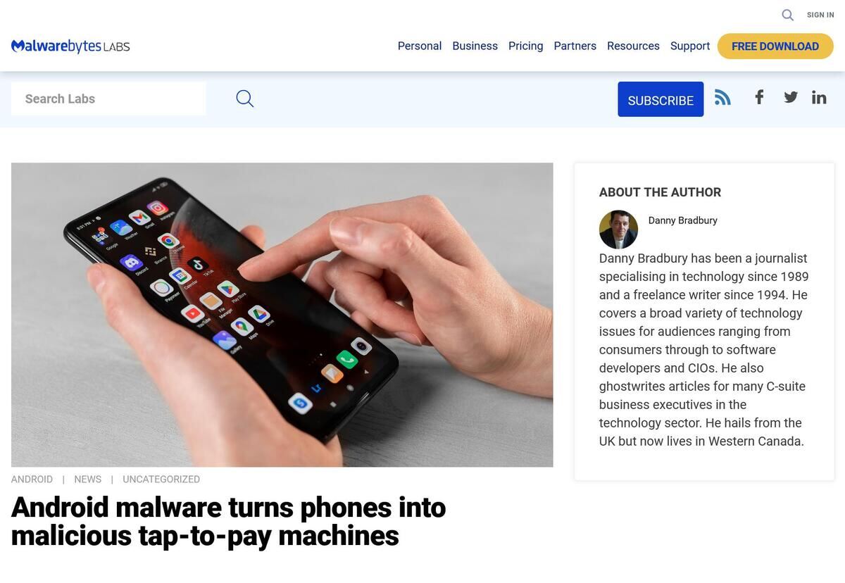 Android malware turns phones into malicious tap-to-pay machines｜Malwarebytes
