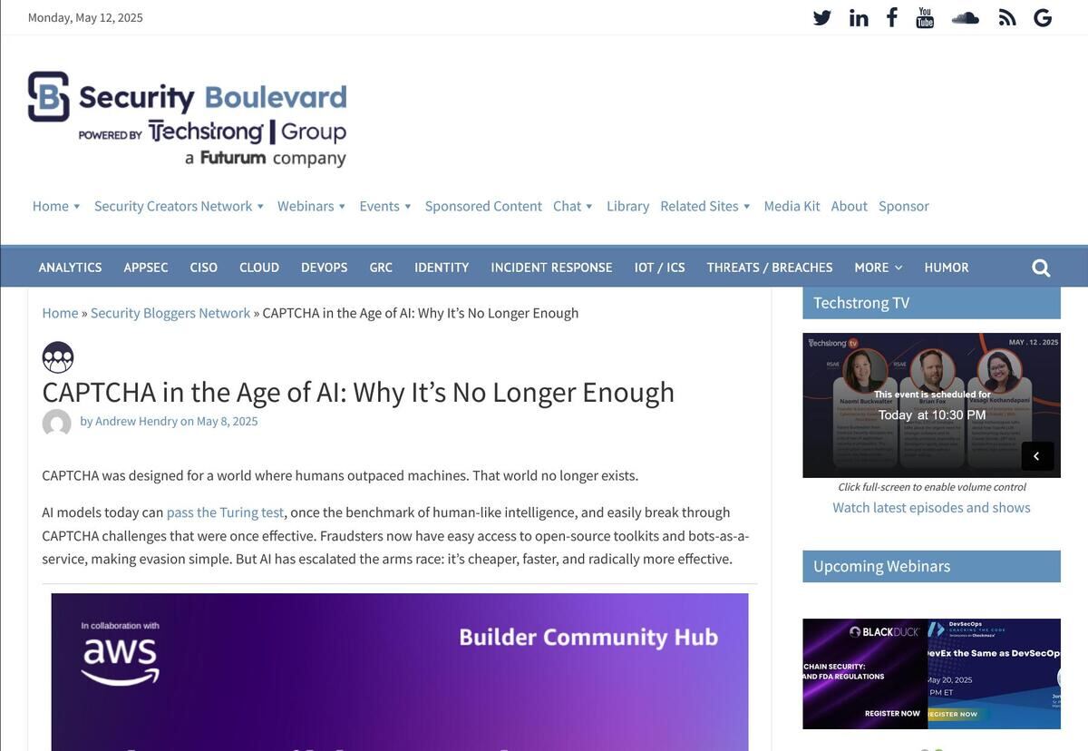 CAPTCHA in the Age of AI: Why It's No Longer Enough - Security Boulevard