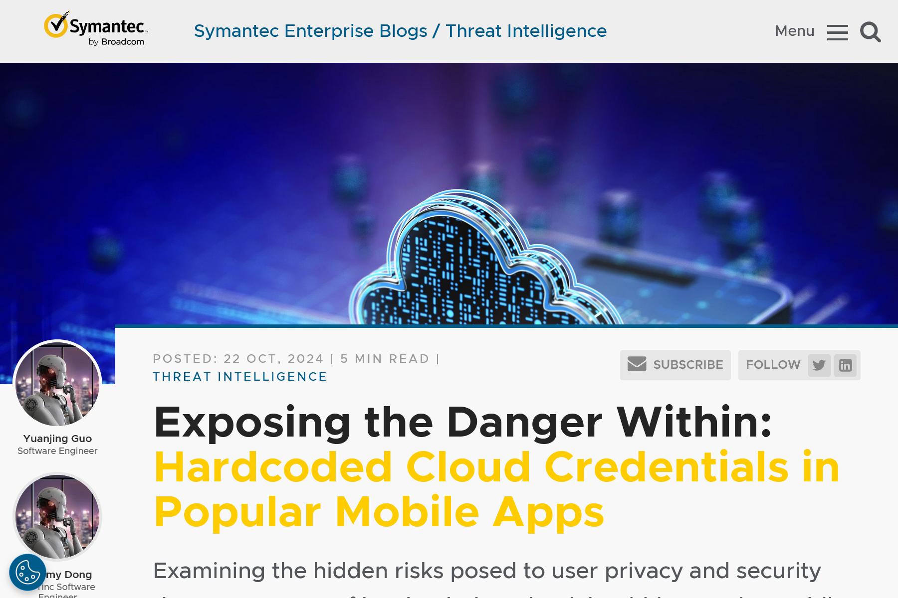 Exposing the Danger Within: Hardcoded Cloud Credentials in Popular Mobile Apps｜Symantec Enterprise Blogs