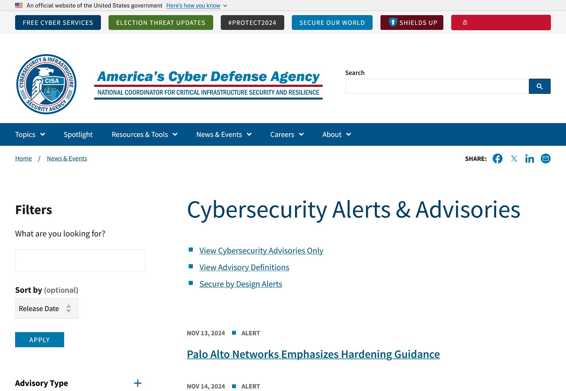 Cybersecurity Alerts & Advisories｜CISA