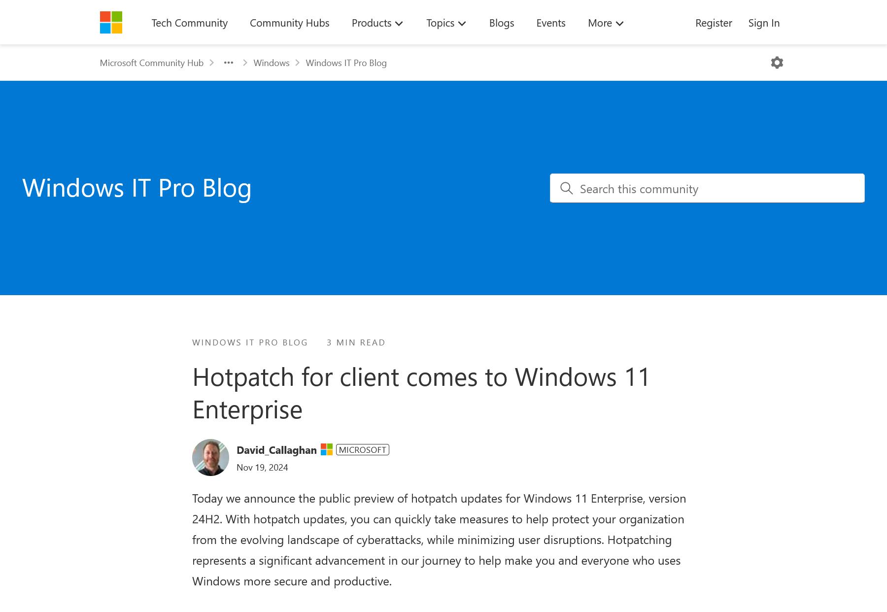 Hotpatch for client comes to Windows 11 - Windows IT Pro Blog