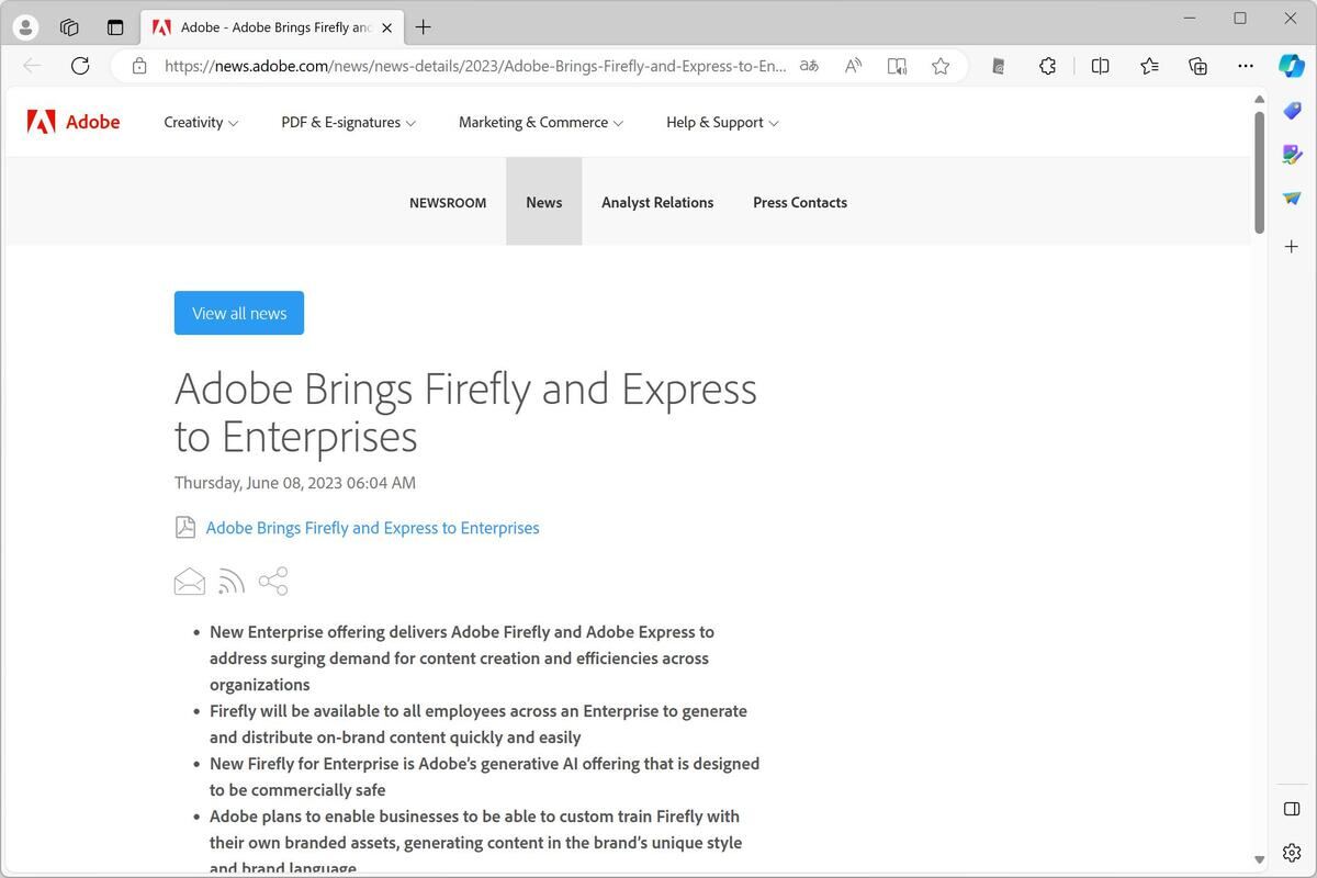 Adobe - Adobe Brings Firefly and Express to Enterprises