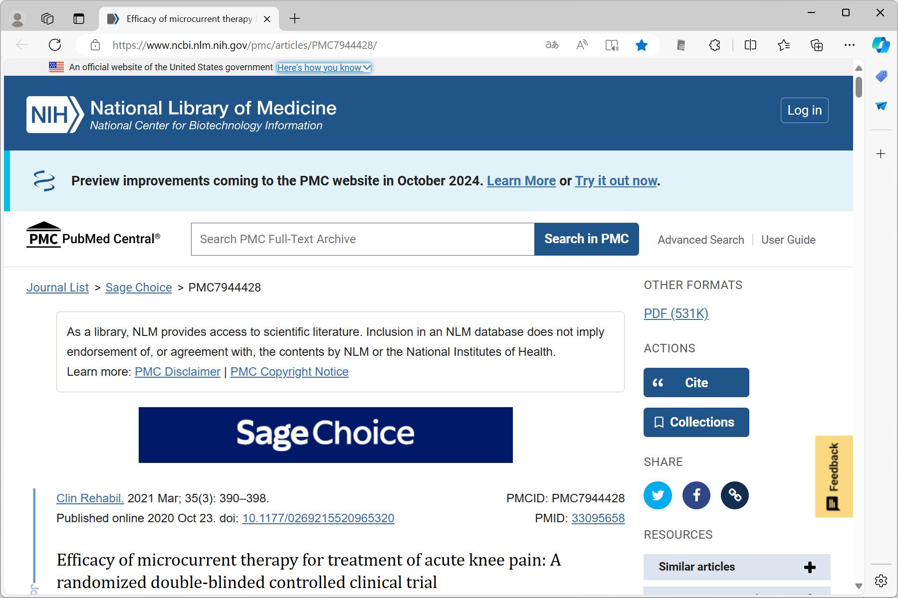 Efficacy of microcurrent therapy for treatment of acute knee pain: A randomized double-blinded controlled clinical trial - PMC