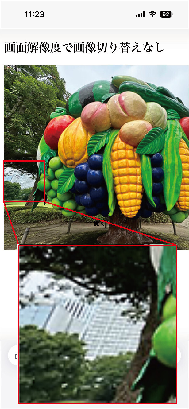 図2：ピクセル密度で画像切り替えなし