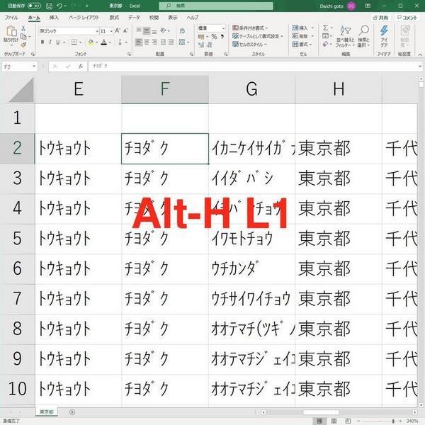左揃えにする