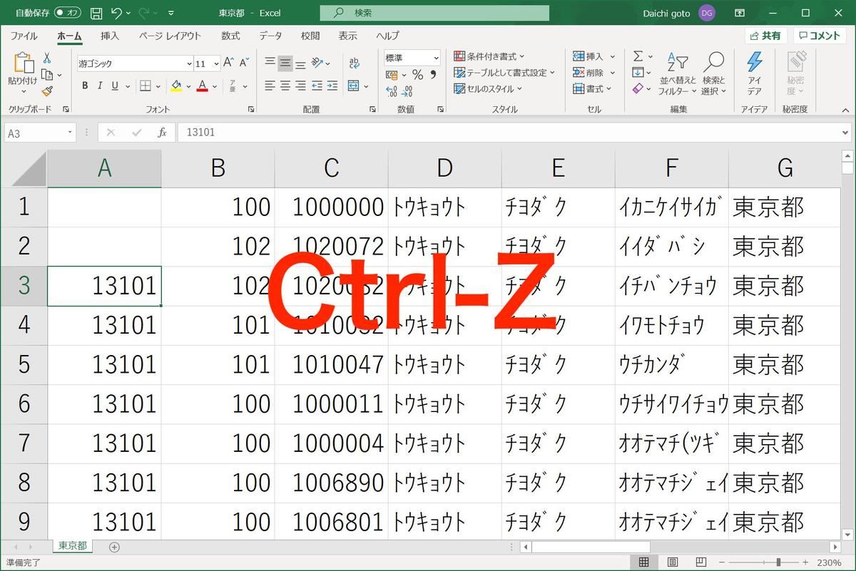 「Ctrl」＋「Z」アンドゥ