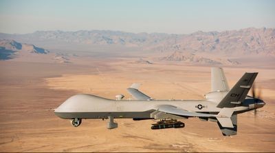 ネバダにある訓練飛行場を飛び立つMQ-9　写真：U.S. Air Force