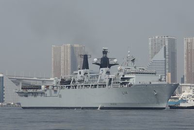 「クイーン・エリザベス」の前の英海軍艦隊旗艦は、この「アルビオン」だった　撮影：井上孝司