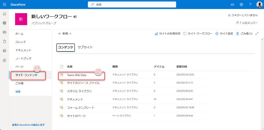 Wikiの実体もSharePointに保存されている