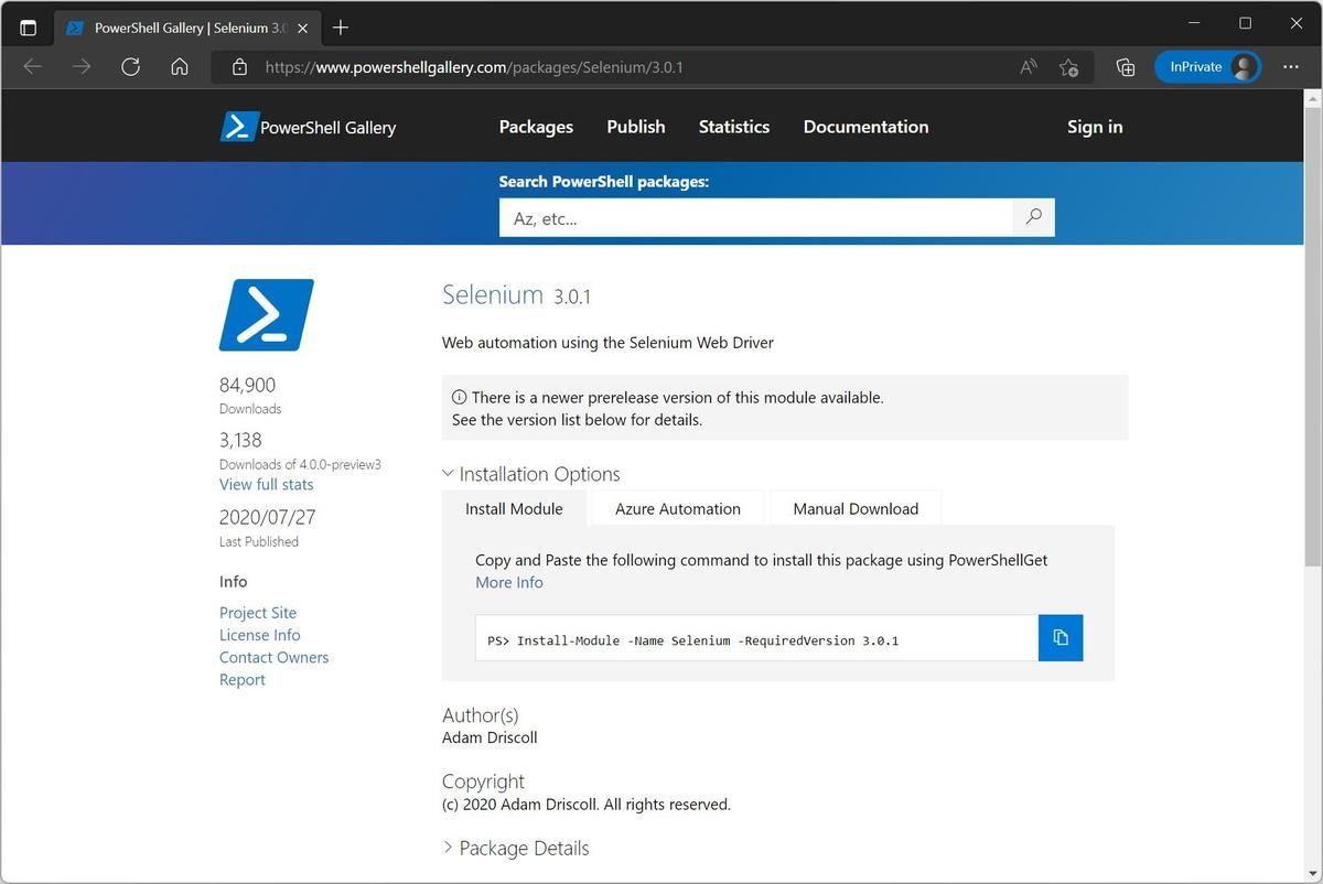 PowerShell Selenium