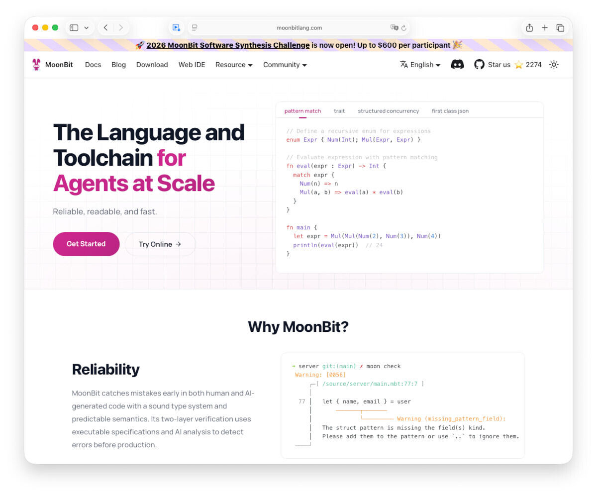 MoonBitのWebサイト