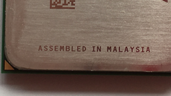 "Assembled In Malaysia"のマーキング