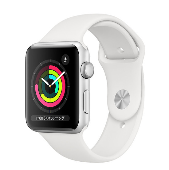 Apple Watch Series 3 シルバーアルミニウムケースとホワイトスポーツバンド